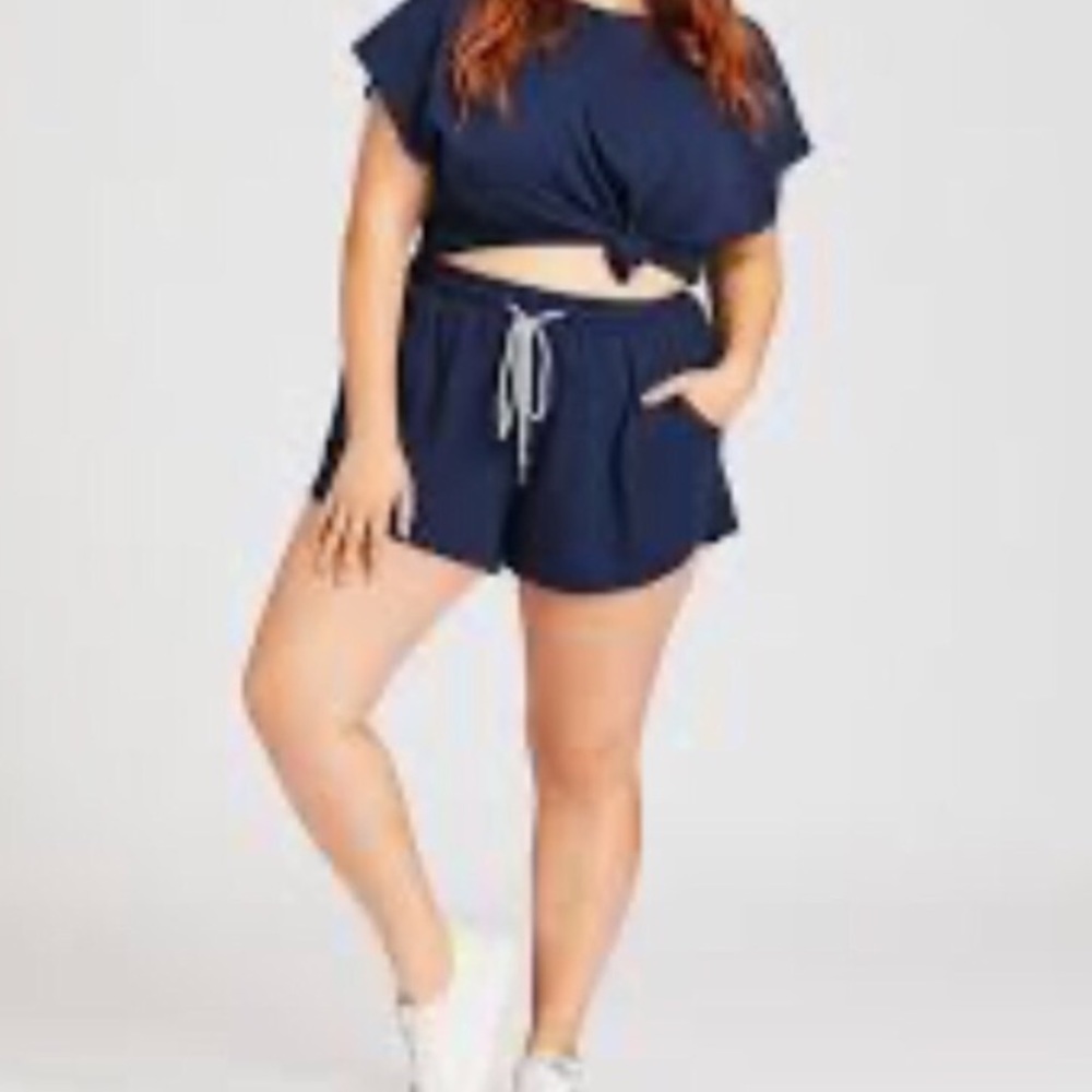 Avenue loralette Plus size Navy blue drawstring athletic shorts NWT 22/Large